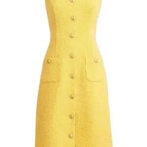 J. Crew Yellow Button-Front Midi Dress